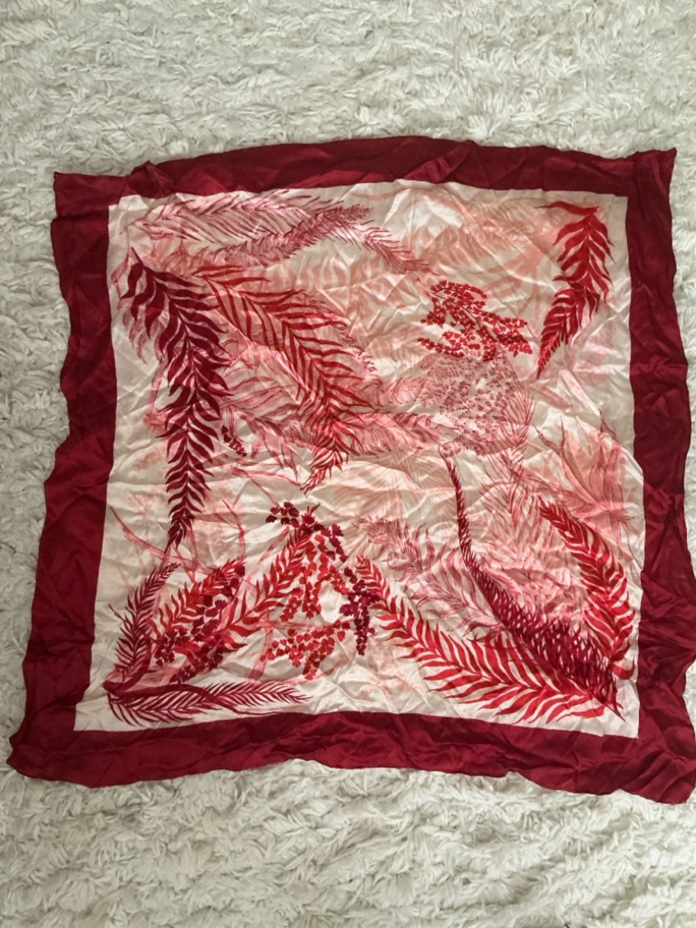 VINTAGE Pink Palm Leaves Scarf